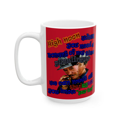 high noon - White Mug (dark red)