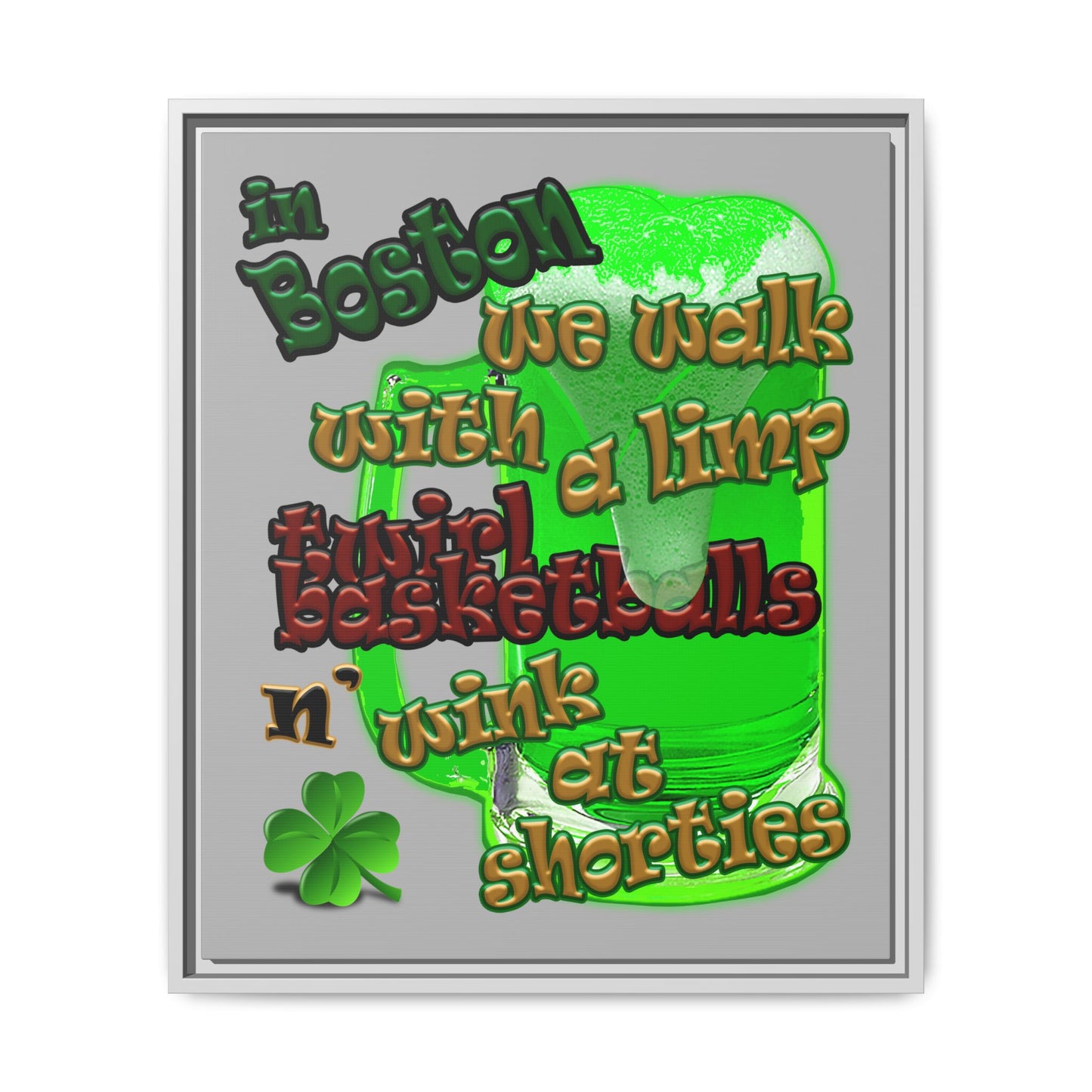 celtics logo - framed canvas art (light grey)