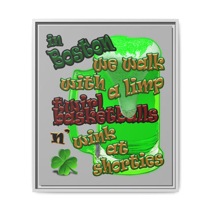 celtics logo - framed canvas art (light grey)