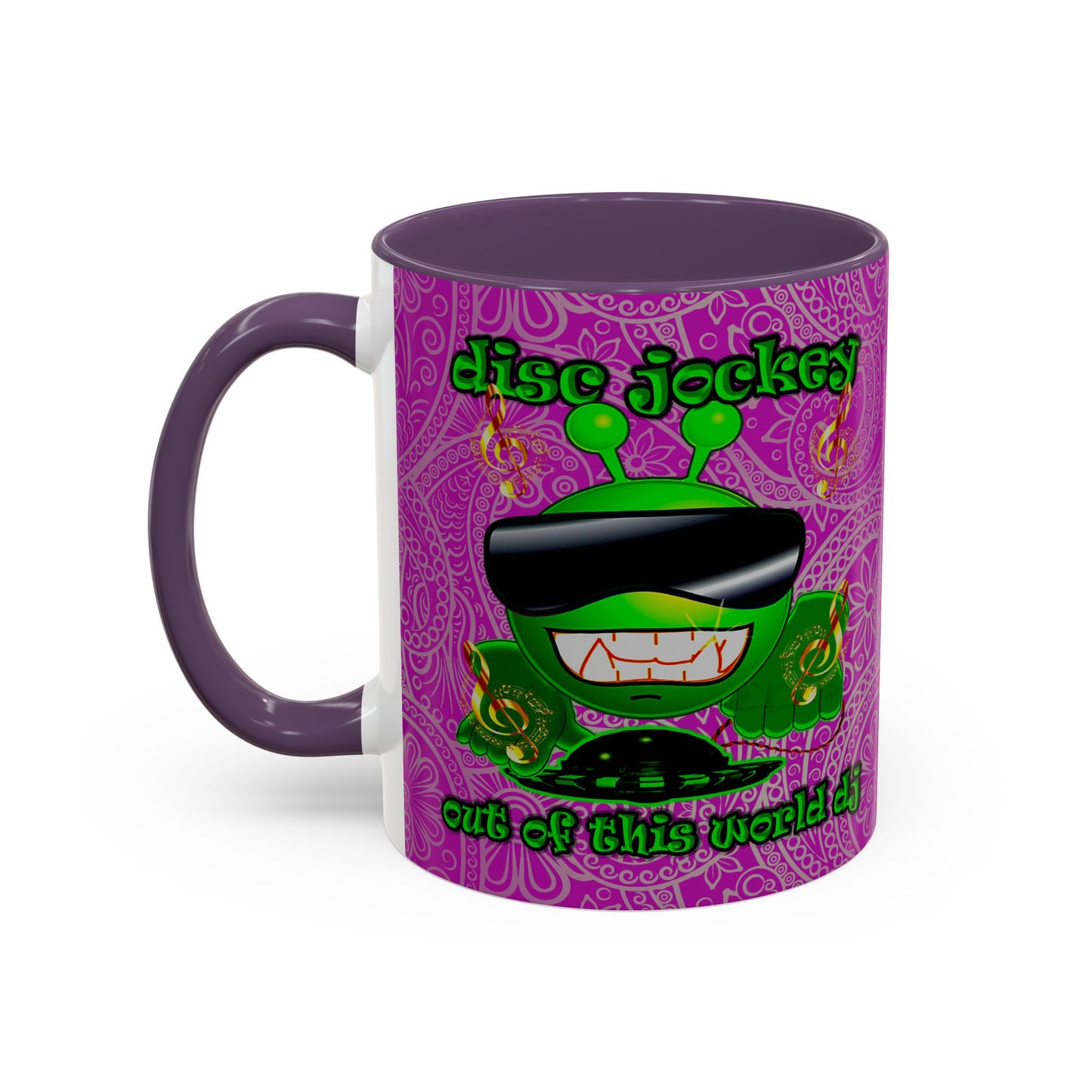 disc jockey - Accent Mug (pink swirl)