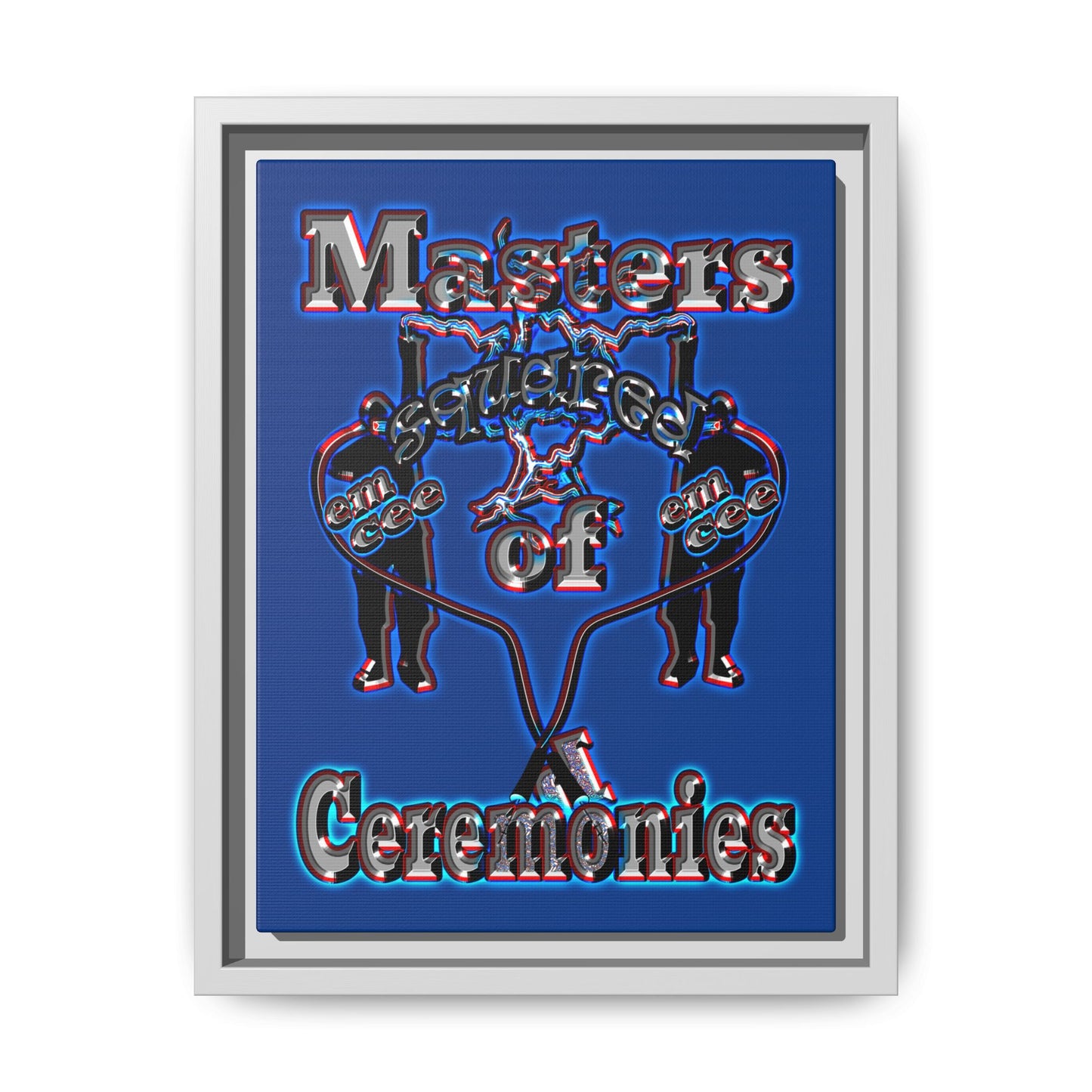 em cee squared - framed canvas art (dark blue)