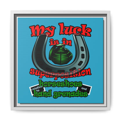 my luck - framed canvas art (turquoise)