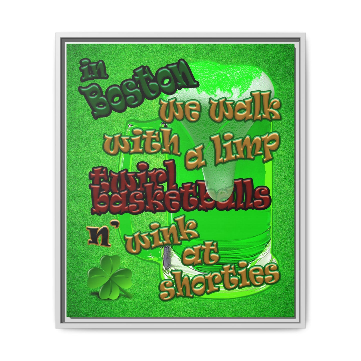 celtics logo - framed canvas art (green turf)