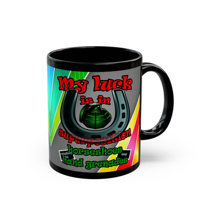 my luck - Black Mug (rainbow split)