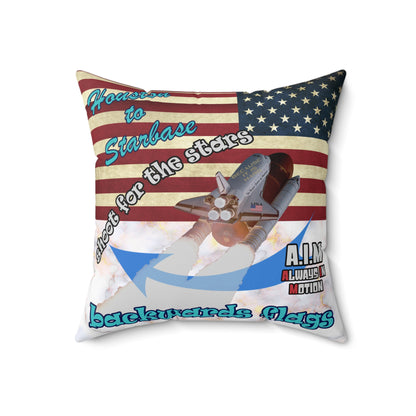shoot for the stars - Spun Polyester Square Pillow - (white marble)