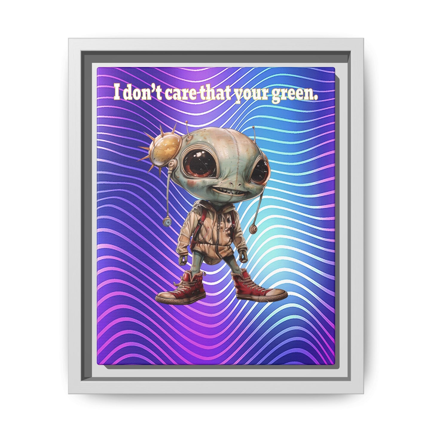 I don't care that your green - framed canvas art (purple wave)