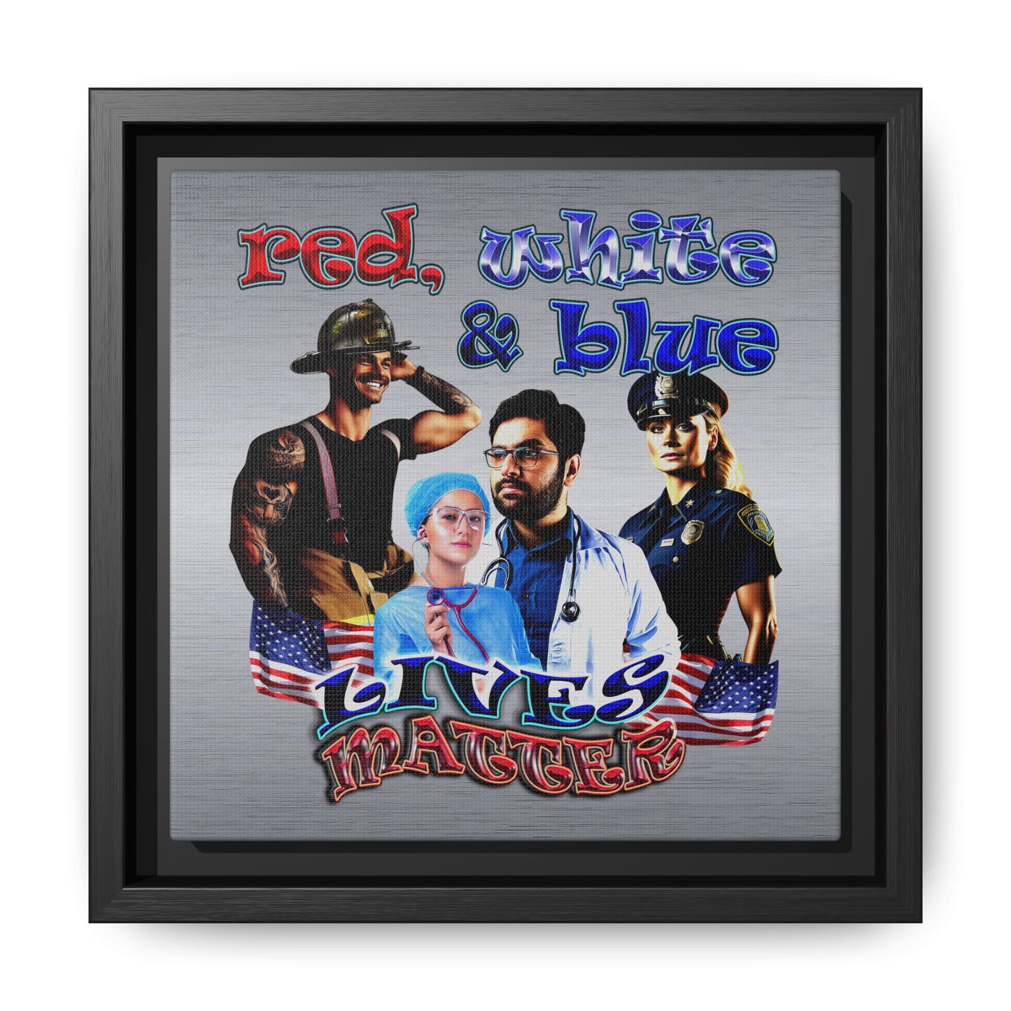 rw&b lives matter - framed canvas art (brushed nickel)