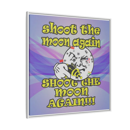 shoot the moon again - framed canvas art (light blue-pink wave)