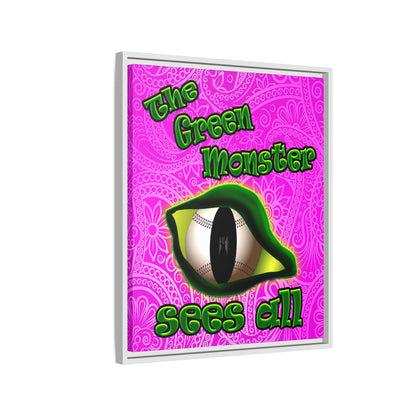 green monster - framed canvas art (pink swirl)