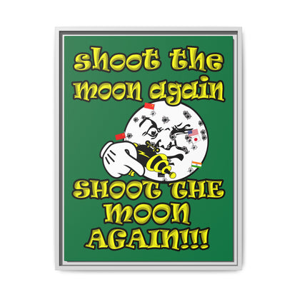 shoot the moon again - framed canvas art (dark green)