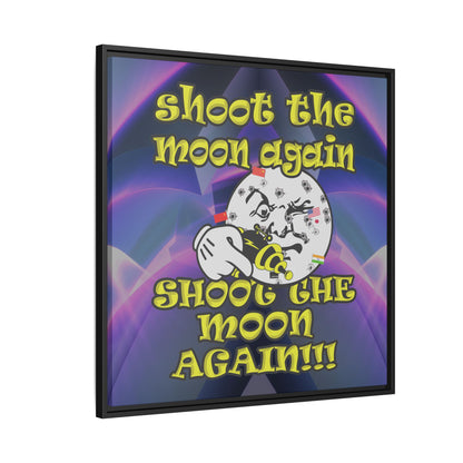 shoot the moon again - framed canvas art (grey-pink wave)