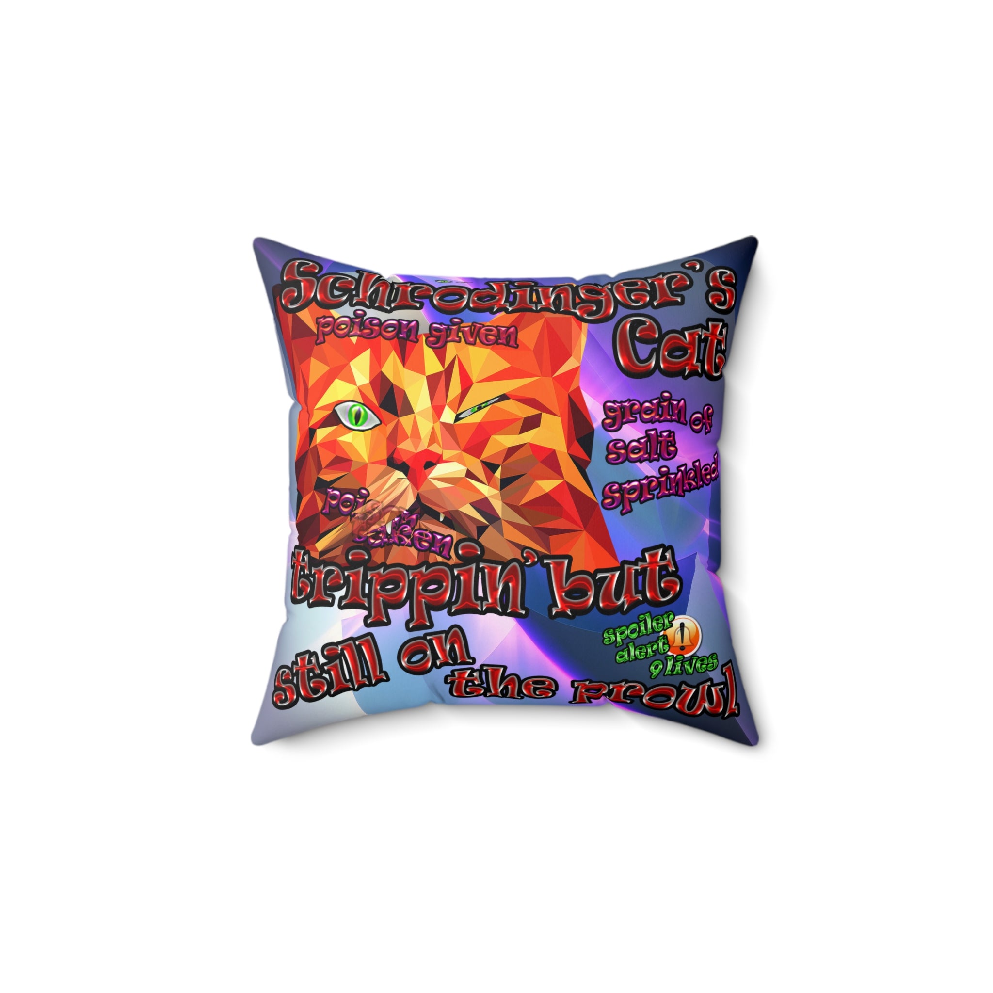 schrodinger's cat - Spun Polyester Square Pillow - (grey-pink wave)