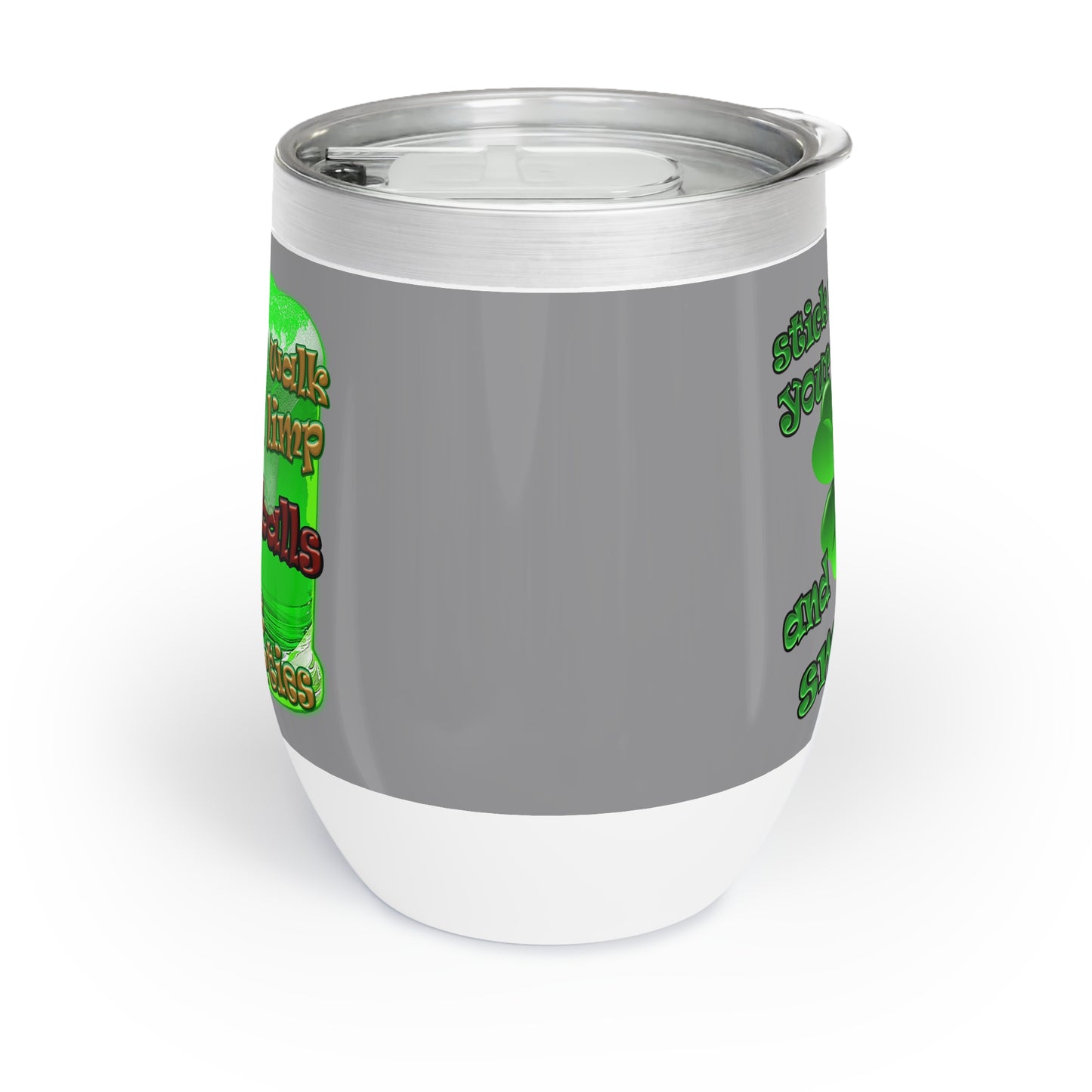 celtics logo - Chill Wine Tumbler (grey)
