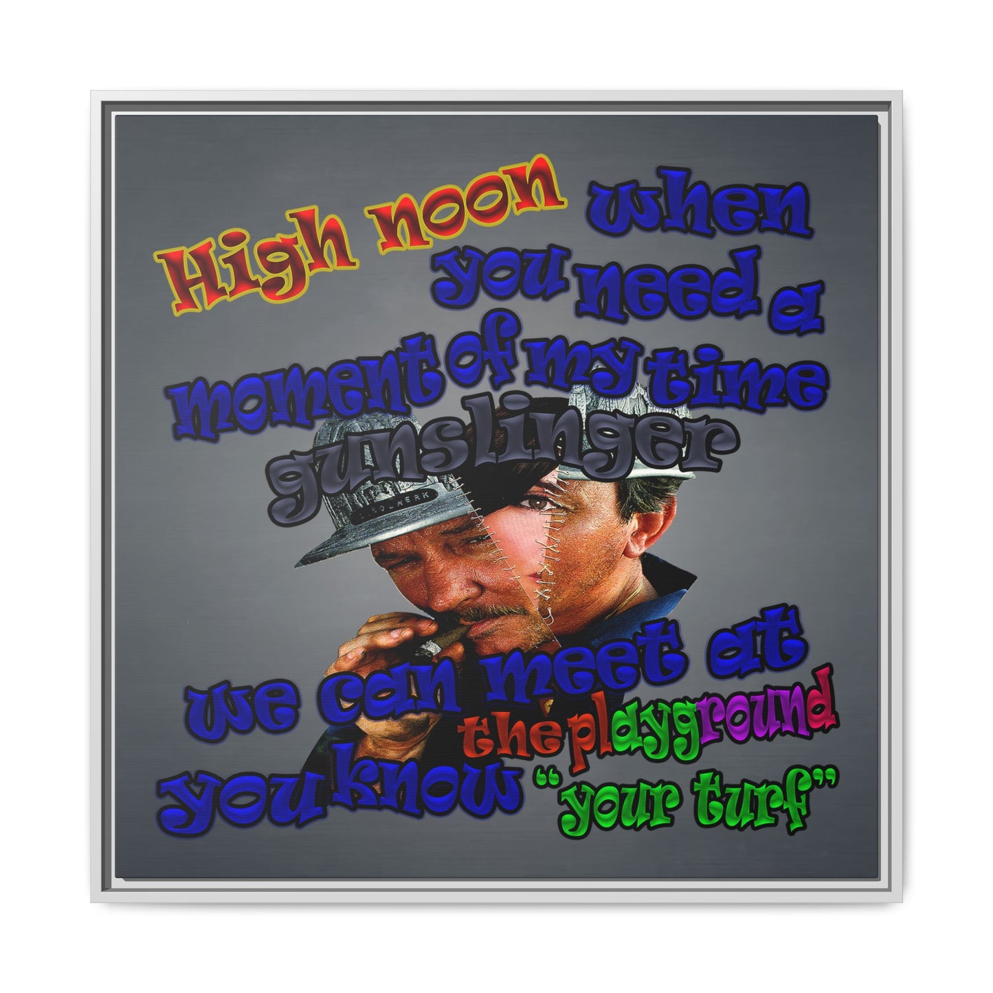 high noon - framed canvas art (grey-light grey)