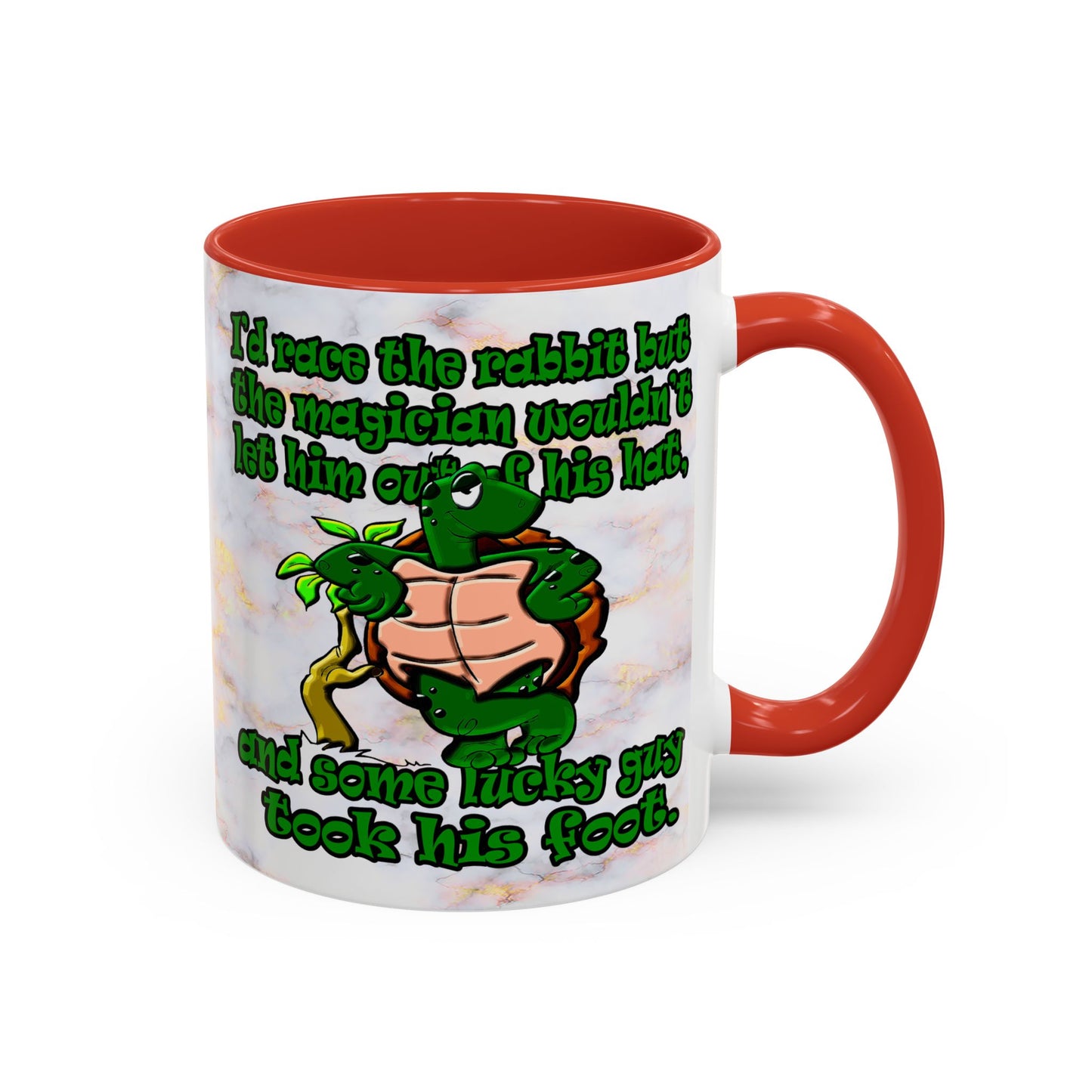 turtle race - Accent Mug (white marble)