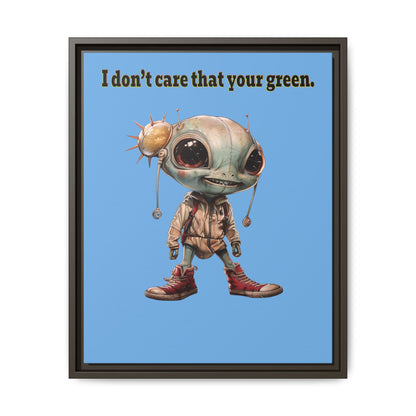 I don't care that your green - framed canvas art (light blue)