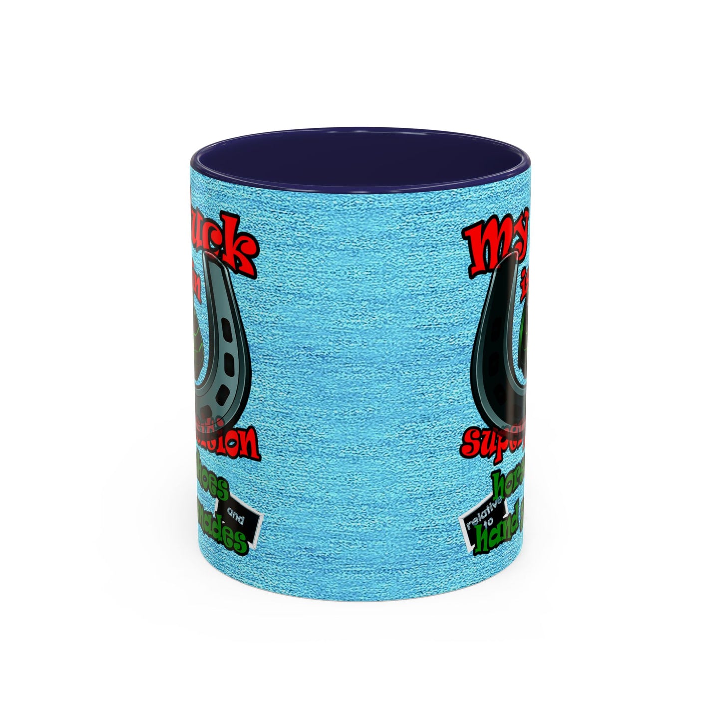 my luck - Accent Mug (faded dark blue)
