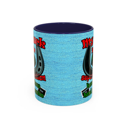 my luck - Accent Mug (faded dark blue)