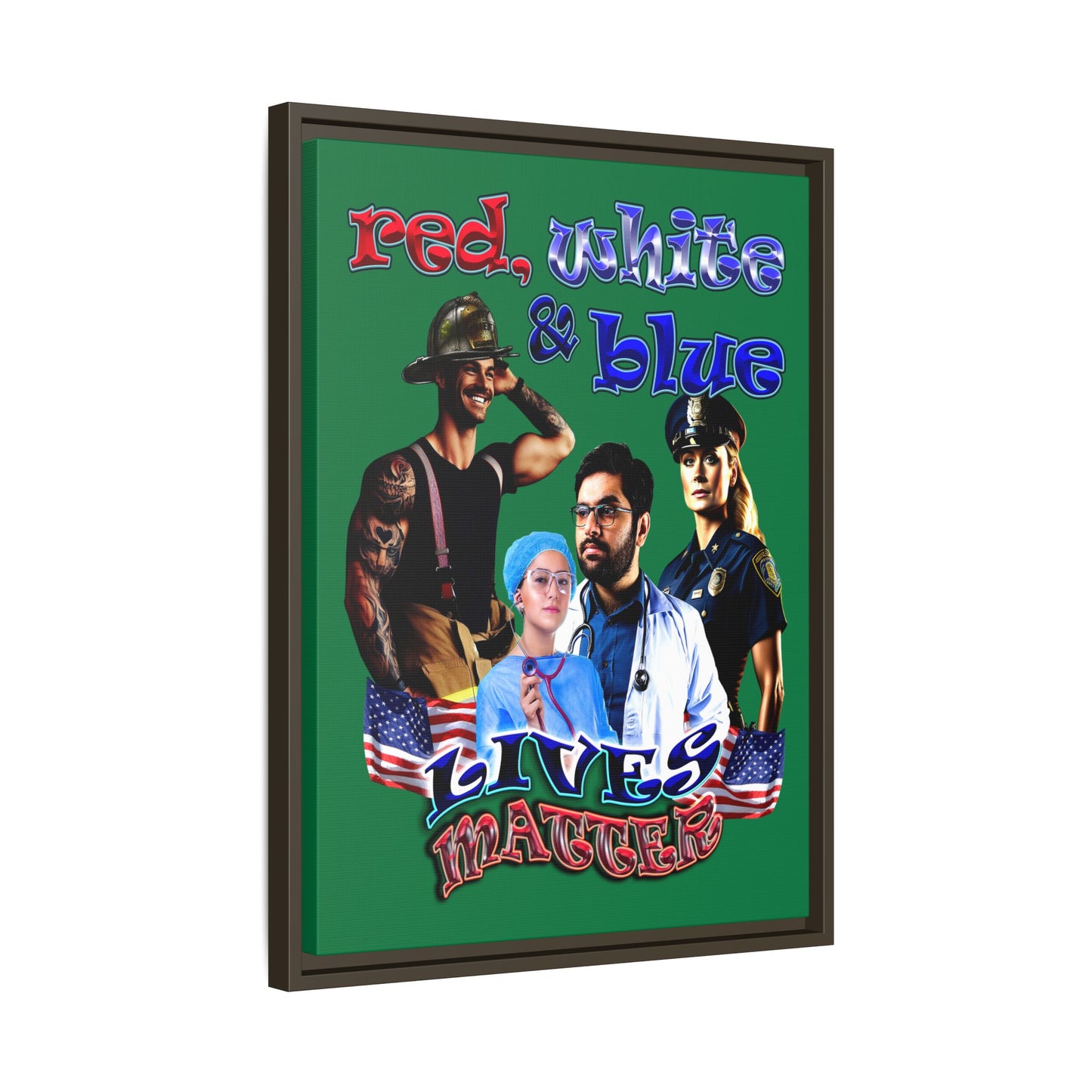 rw&b lives matter - framed canvas art (dark green)