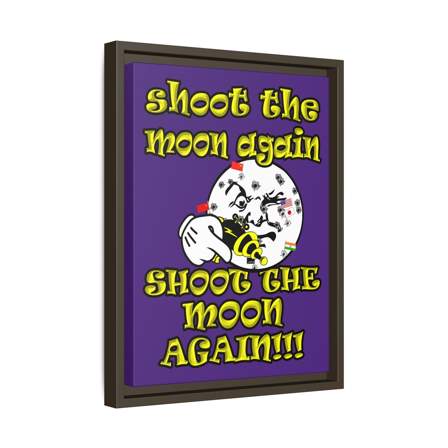 shoot the moon again - framed canvas art (purple)