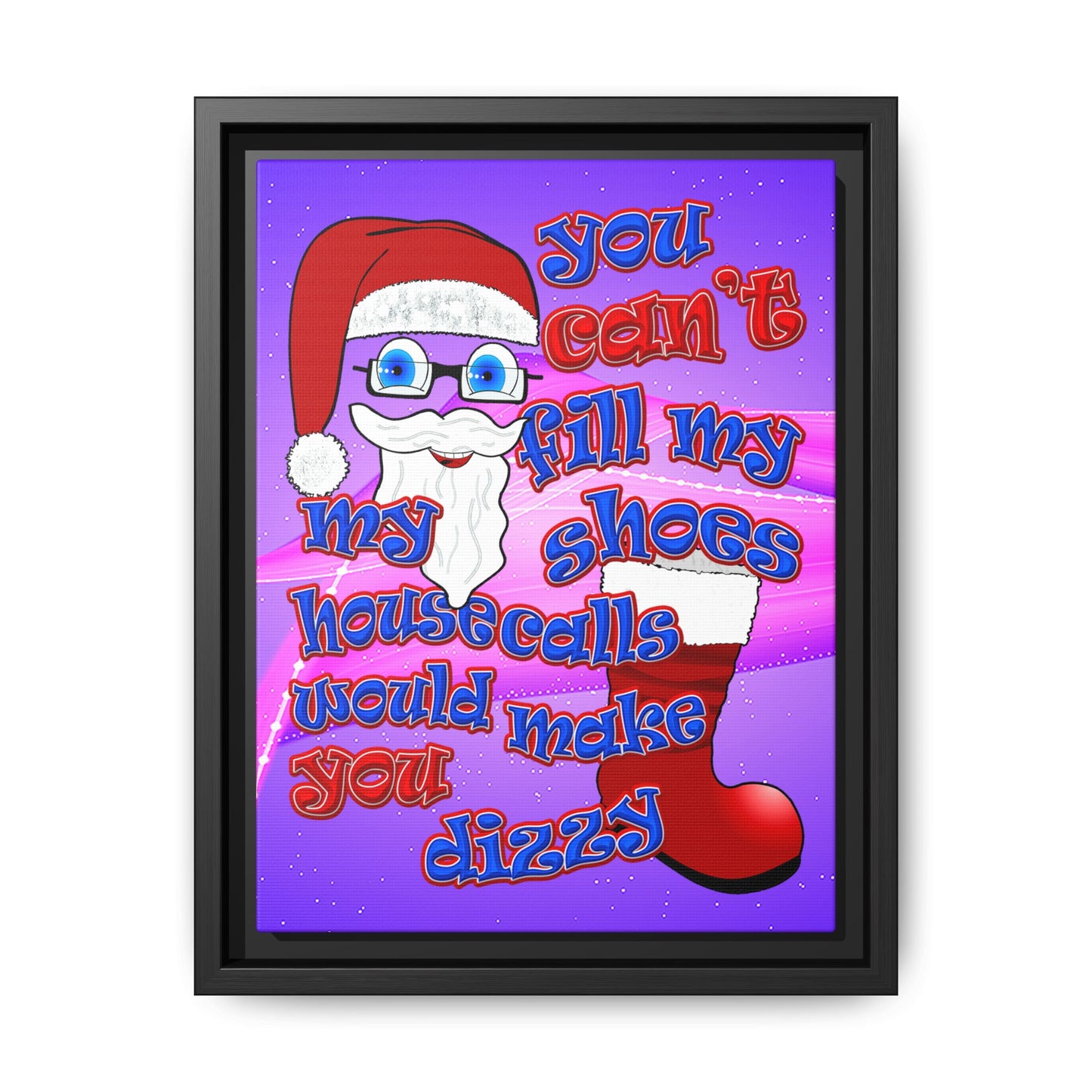 santa's shoes - framed canvas art (purple-pink wave)