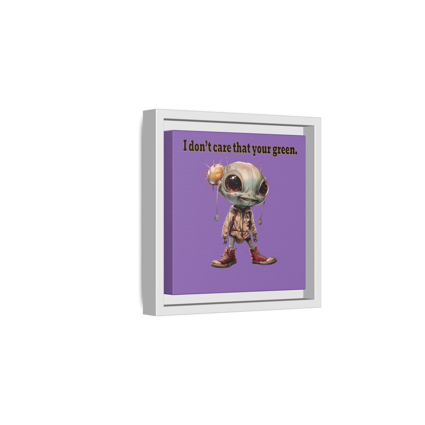 I don't care that your green - framed canvas art (light purple)