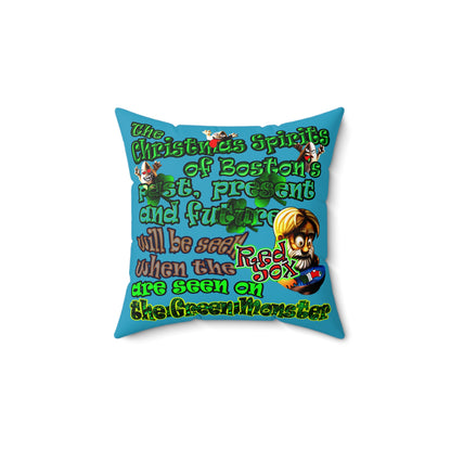 christmas spirits of boston - Spun Polyester Square Pillow - (turquoise)