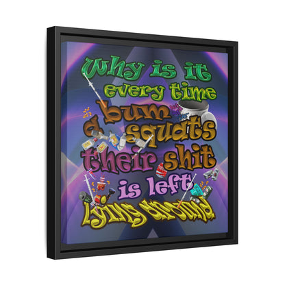 the bum's shit - framed canvas art (grey-pink wave)