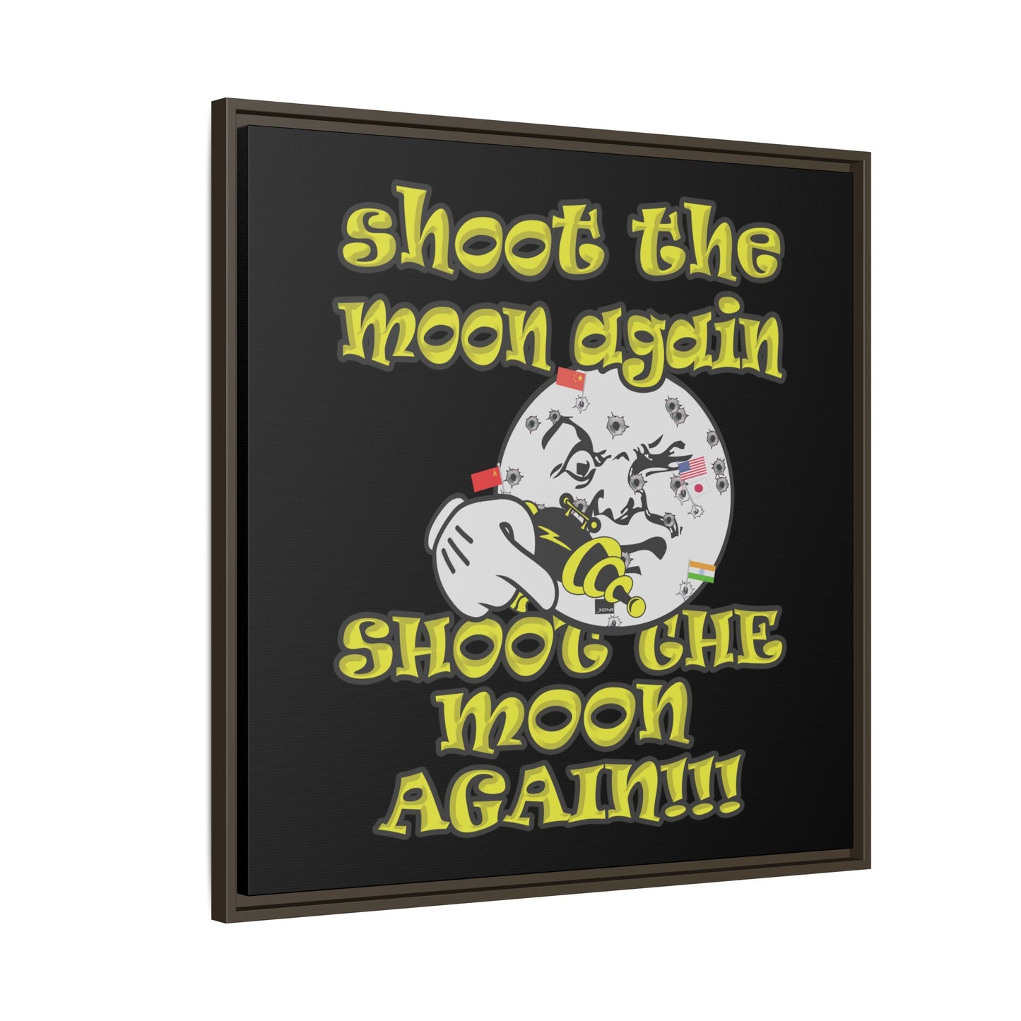 shoot the moon again - framed canvas art (black)