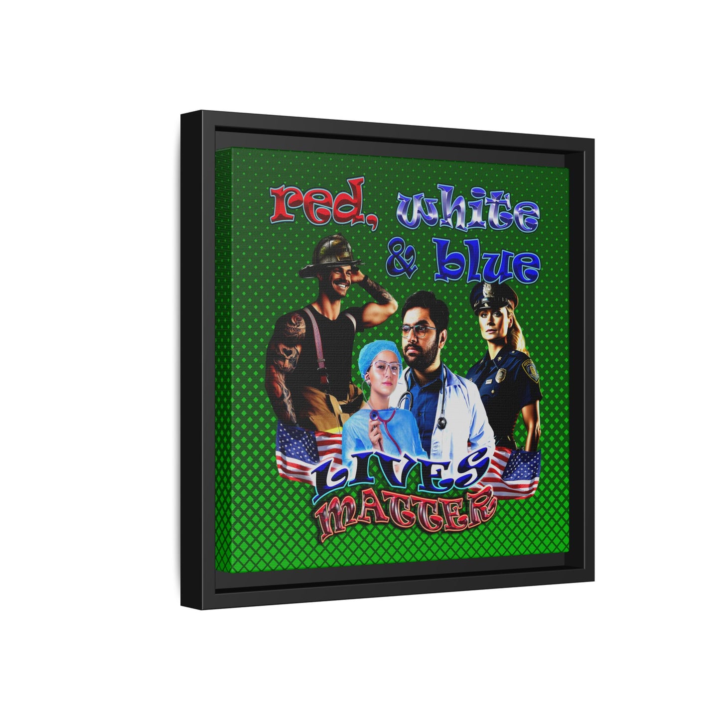 rw&b lives matter - framed canvas art (logo green)