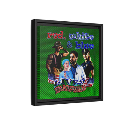 rw&b lives matter - framed canvas art (logo green)