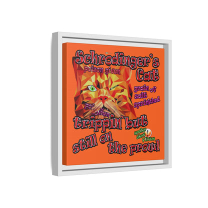 schrodinger's cat - framed canvas art (orange)