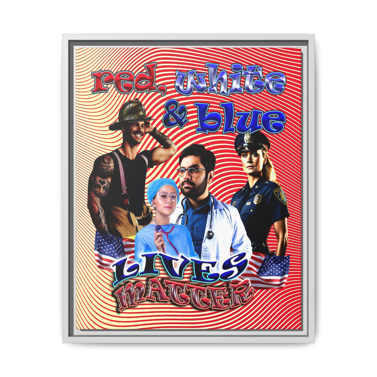 rw&b lives matter - framed canvas art (yellow-orange wave)