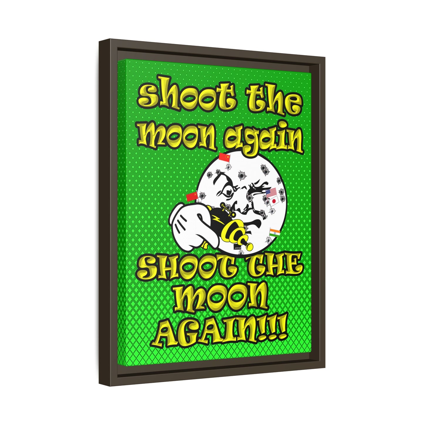 shoot the moon again - framed canvas art (logo green)