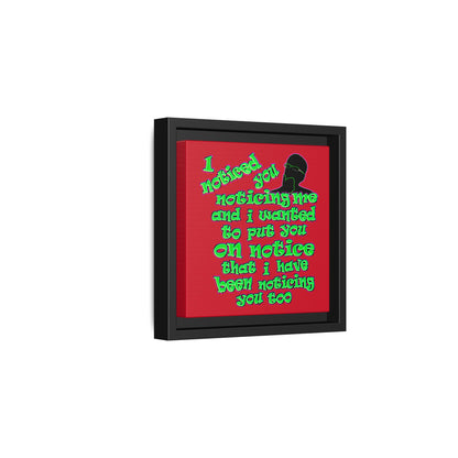 noticed you noticing - framed canvas art (dark red)