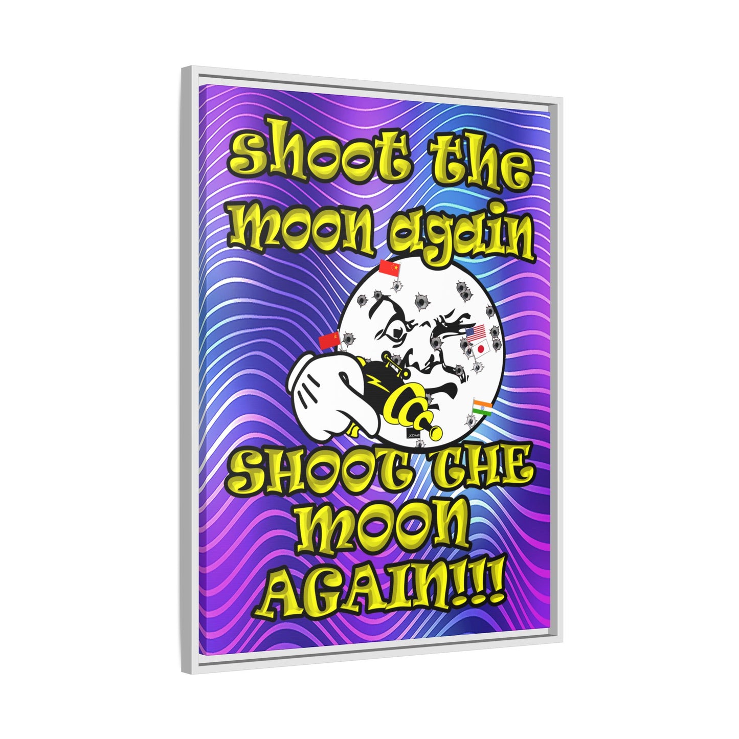 shoot the moon again - framed canvas art (purple wave)