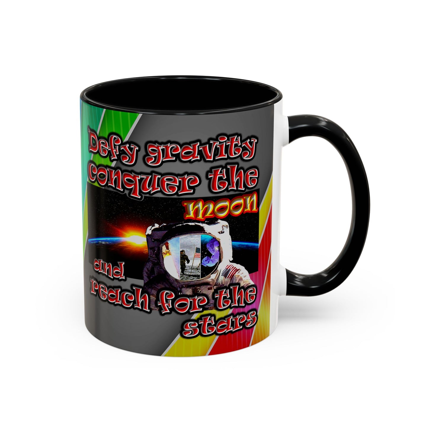 defy conquer reach - Accent Mug (rainbow split)