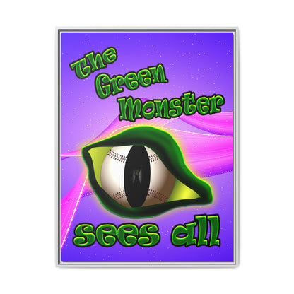 green monster - framed canvas art (purple-pink wave)