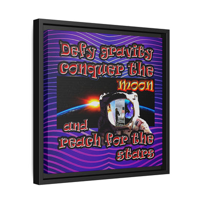 defy conquer reach - framed canvas art (purple wave)