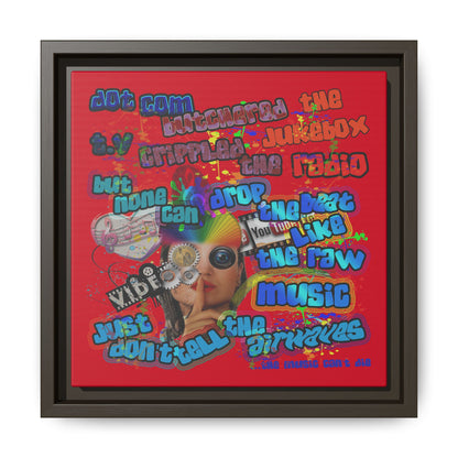 drop the beat - framed canvas art (dark red)