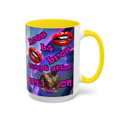 hoes b4 bros - Accent Mug (grey-pink wave)