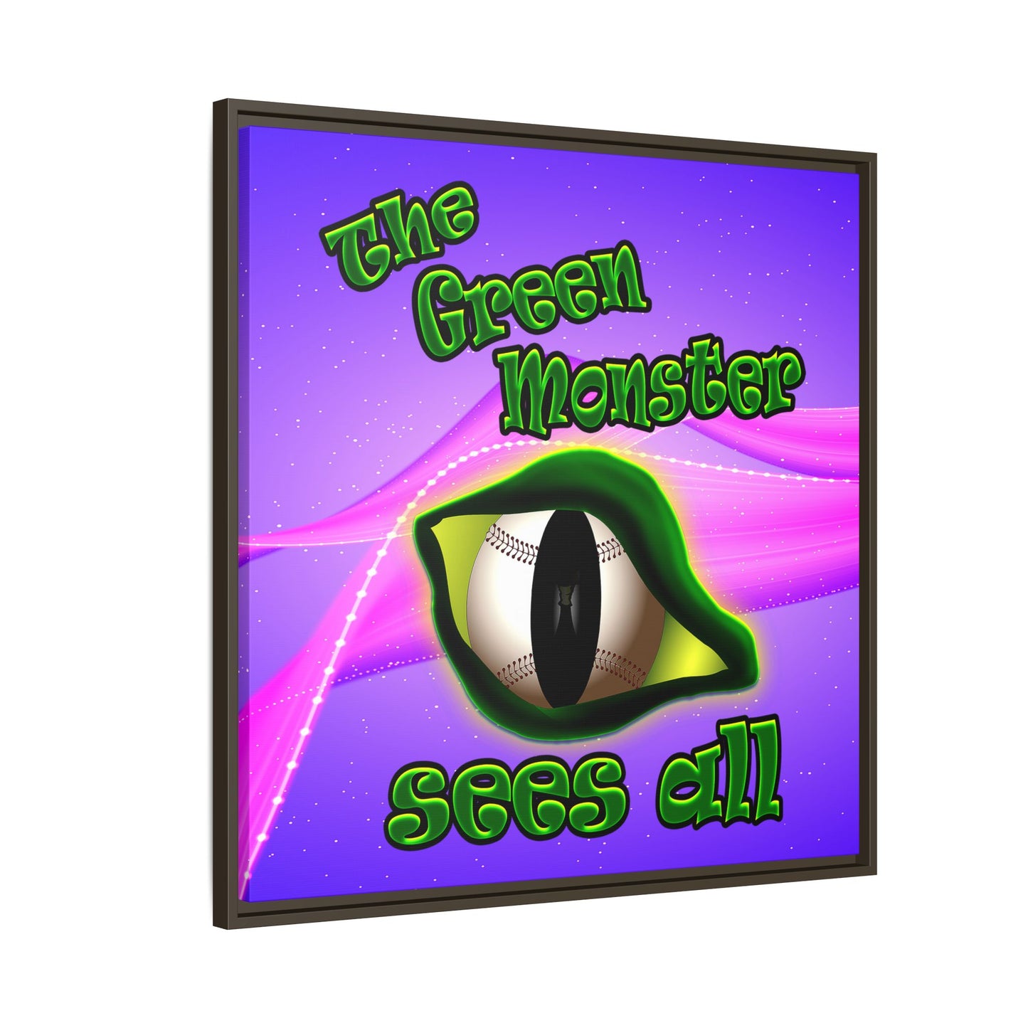 green monster - framed canvas art (purple-pink wave)