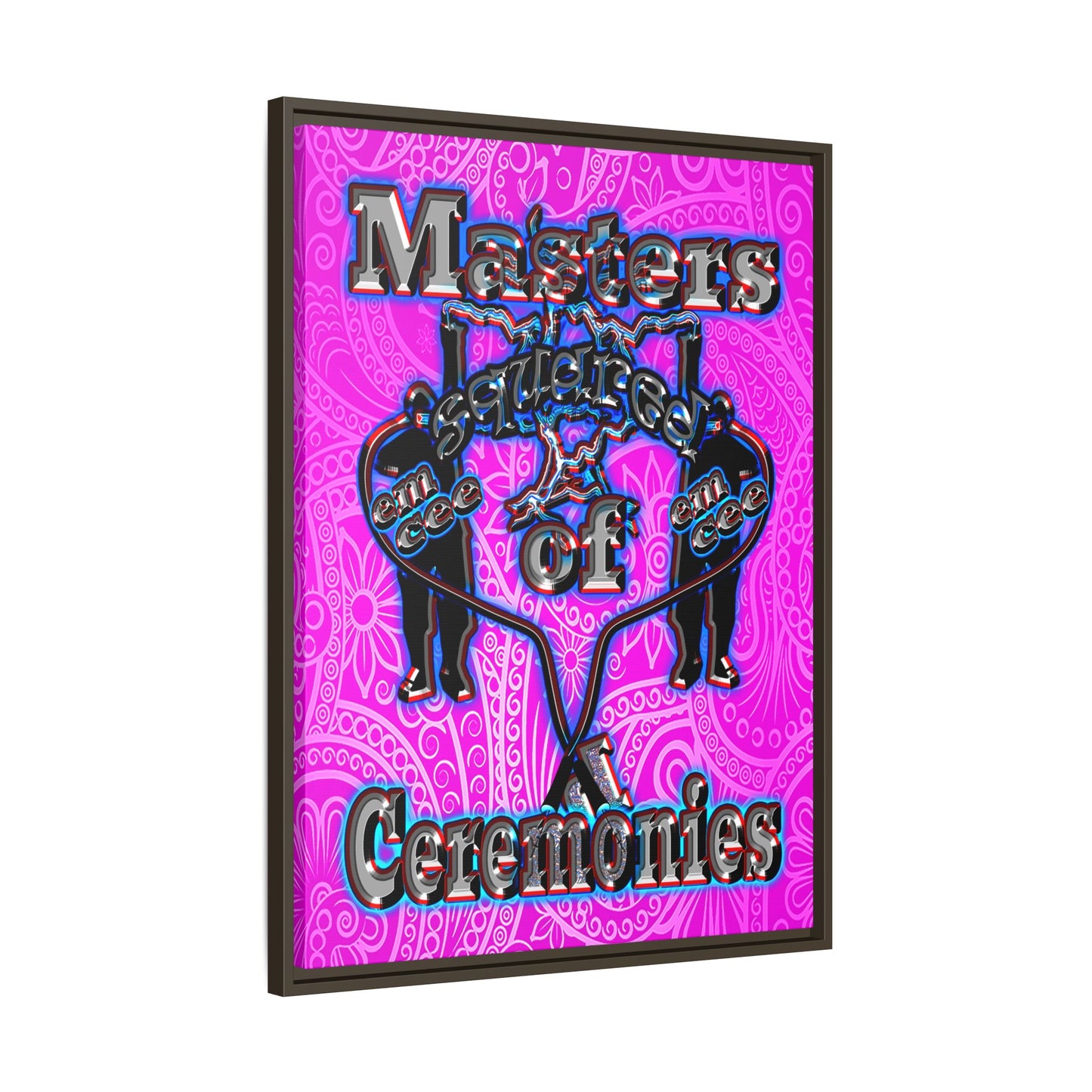 em cee squared - framed canvas art (pink swirl)