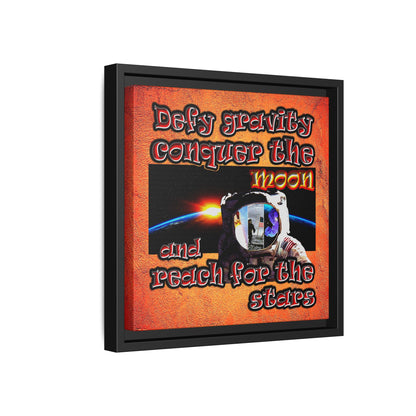 defy conquer reach - framed canvas art (burnt orange)