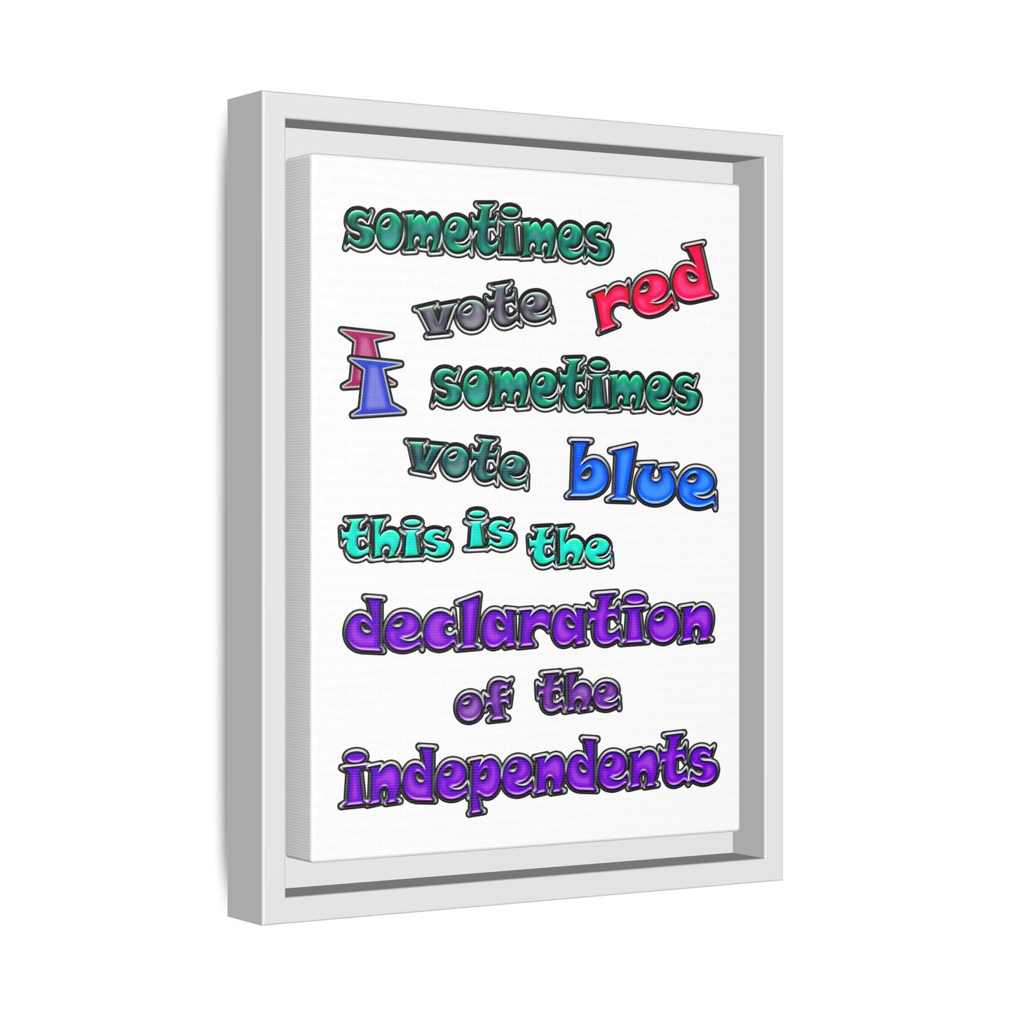 declaration of the independents - framed canvas art (white)