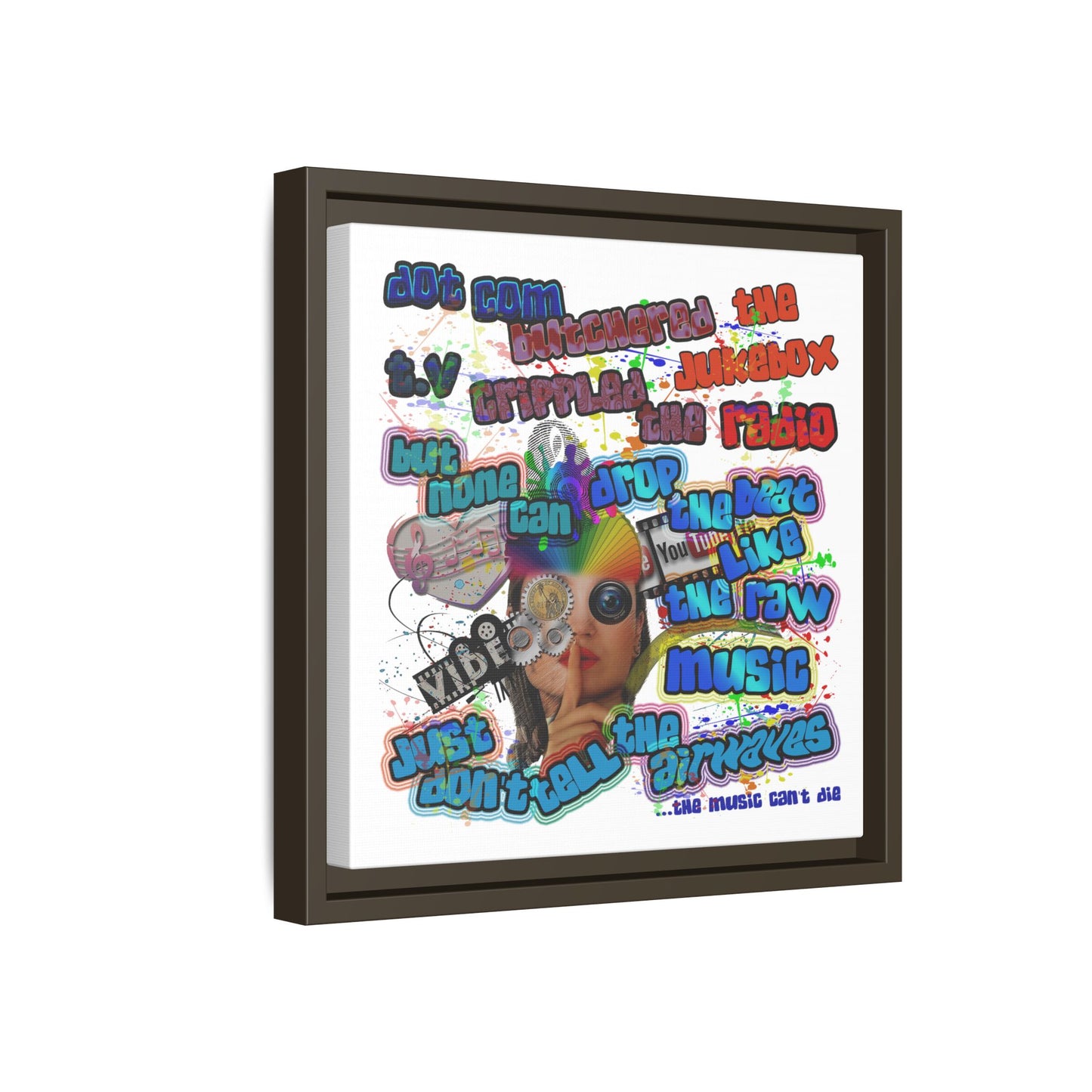 drop the beat - framed canvas art (white)