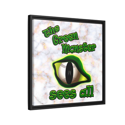green monster - framed canvas art (white marble)