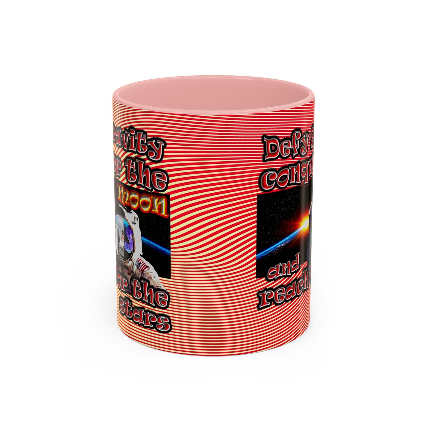 defy conquer reach - Accent Mug (yellow-orange wave)
