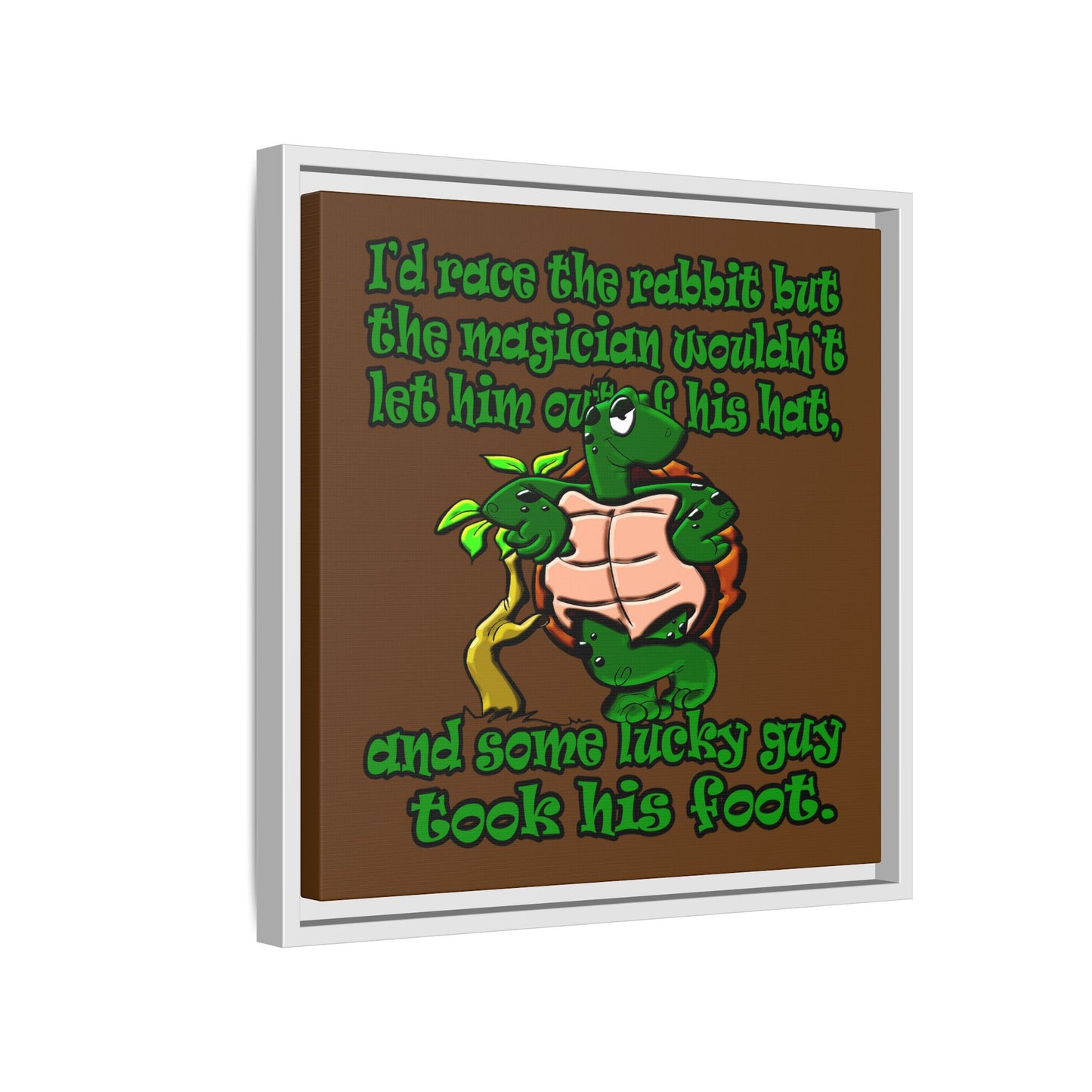 turtle race - framed canvas art (brown)