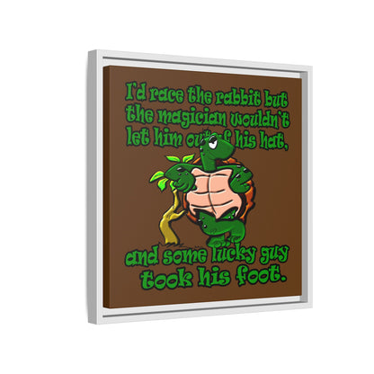 turtle race - framed canvas art (brown)